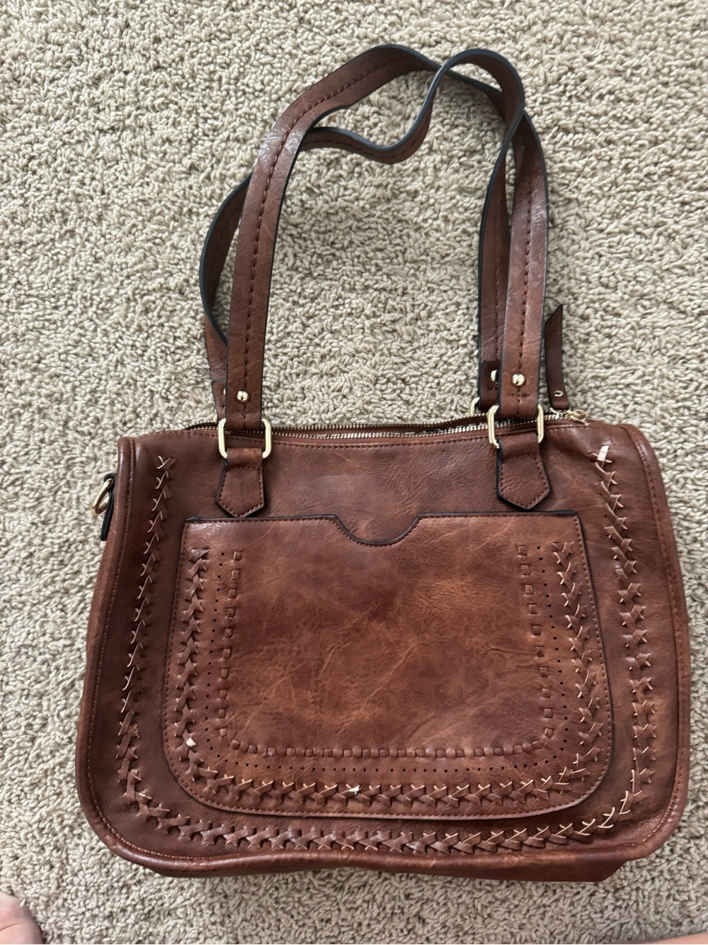 Montana West Brown Shoulder Bag with Woven Detail